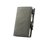 Carteiras Mulher Cartera Minimalista de Cuero con Cierre Seguridad y minitarjetero automático(Grey no Zipper)