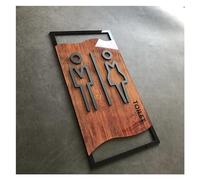 Cartel Aseos Letreros de puerta baño for dormitorio, letrero madera imitación for inodoro, placa número casa, pegatina pared for Wc, dirección señalización for para Puerta(TOILET-01,12x25cm)