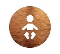 Cartel Aseos Letreros personalizados for baño de todos los géneros, letrero for puerta inodoro, placas, tablero aluminio compuesto for WC, dorado y plateado para Puerta(Baby,14x14cm)