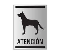 Cartel Atención Perro Senal en aluminio anodizado perforado 200x150 mm No.37055-EL