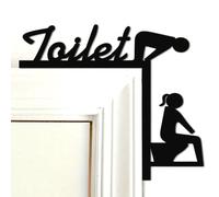 Cartel Baño de Madera, Cartel Wc, Cartel Aseos, Cartel Wc Suspensión, No Hay Necesidad de Hacer Agujeros, No Se Requiere Pegamento, Colgado De La Puerta Del Baño (Negro)