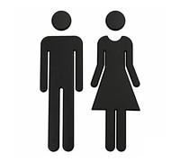 Cartel Baño, Senal para Puerta, Calcomanías for letrero de puerta de WC, letreros for baño, placa de señalización for baño, pegatina de pared, decoración extraíble(Color:Black)