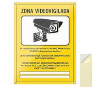 Cartel Cámara de Vigilancia PACK 1 - Zona Videovigilada Homologado RGPD - Aluminio 20x15 cm - Placa Seguridad Interior Exterior Resistente