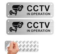Cartel CCTV en Operación, señal de CCTV de aluminio autoadhesiva, impermeable con agujeros preperforados, señal de advertencia para uso interior y exterior (15×5 cm)