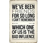 Cartel Chapa Placa Hemos Sido Amigos Durante Tanto Tiempo Que No Puedo Recordar Cuál De Nosotros Es La Mala Influencia Decorativo Metal Estaño Signo Clásico Placa De Pared Para Interior S