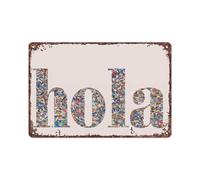 Cartel Chapa Placa Hola Español Moderno 20X30Cm Metal Estaño Signo | Clásico Chapas Metalicas Vendimia Letrero de Hierro para Carretera Patio Hombre