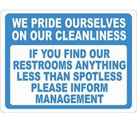 Cartel Chapa Placa Nous Sommes Fiers De Notre Propreté. Informer Le Responsable Des Toilettes Decorativo Carteles De Metal Hermosa Pintura De Hierro para Taller Aseo Hombre M