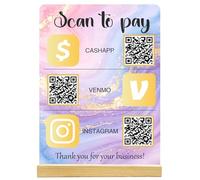 Cartel Código QR Acrílico Personalizado, Display Multi QR Personalizado para Escanear para Pagar, Redes Sociales, Cartel Contraseña WiFi Personalizados para Pequeña Empresa Café Restaurante Boutique