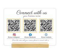 Cartel Código QR Acrílico Personalizado, Display Multi QR Personalizado para Escanear para Pagar, Redes Sociales, Cartel Contraseña WiFi Personalizados para Pequeña Empresa Café Restaurante Boutique