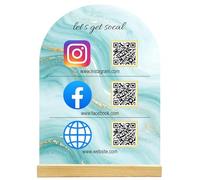 Cartel Código QR Acrílico Personalizado, Display Multi QR Personalizado para Escanear para Pagar, Redes Sociales, Cartel Contraseña WiFi Personalizados para Pequeña Empresa Café Restaurante Boutique