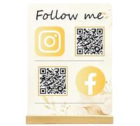 Cartel Código QR Acrílico Personalizado, Display Multi QR Personalizado para Escanear para Pagar, Redes Sociales, Cartel Contraseña WiFi Personalizados para Pequeña Empresa Café Restaurante Boutique