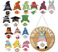 Cartel con forma de puerta de entrada, sombreros desmontables y magnético - Cartel de bienvenida modificable para la casa - Para la pared interior, el patio exterior y de estilo country