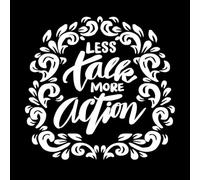 Cartel con letras a mano y frases que dicen "menos hablar, más actuar". Calcomanías de letras 67.2x70.2cm Impermeable Blanco