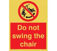 Cartel con texto en inglés "Do not swing the chair", 150 x 200 mm, A5P