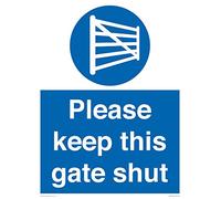 Cartel con texto en inglés "Please keep this gate clos", 300 x 400 mm, A3P