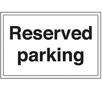 Cartel con texto «Reserved Parking», de VSafety 74002AX-R, de plástico rígido, horizontal, 300 mm x 200 mm, negro/azul