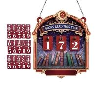 Cartel Contador De Libros - Decoración De Mesa De Madera,Señal para Exhibir Libros con Placa de 30 Números | Para Estudio Oficina Estantería Rincón de Biblioteca Sala de Estar