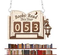 Cartel Contador Para Libros Leídos Este Año - Decoración De Estudio En Madera | Letrero De Para Biblioteca | Para Lectores Profesores Bibliotecarios Escritores Autores Despacho En Casa Cumpleaños