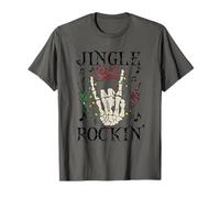 Cartel Cool Skeleton Hand Rockin Jingle Bell Rockin Christmas Camiseta