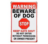 Cartel Cuidado con el Perro de Chapa Señal, 20 x 30 cm Letrero de Cuidado con Los Perros, Resistente a la Intemperie, Señal Metálica de Advertencia, Letreros de Advertencia para Uso en Exteriores