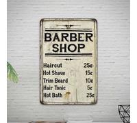 Cartel de 8 x 12 pulgadas para barbería, lista de precios, estilo rústico, divertido, decoración de pared, cartel de estaño