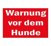 Cartel de advertencia con texto en alemán"Warnnung vor dem Hunde", 250 x 150 mm, color rojo y blanco, 1 unidad