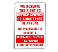 Cartel de advertencia de 30,5 x 40,6 cm, con texto en inglés "We Reserve The Right To Refuse Service", de aluminio vintage, divertido, para bar, restaurante, cafetería, decoración de pared, póster