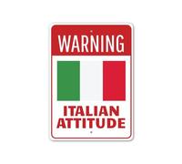Cartel de advertencia italiano "Attitude", 20,3 x 30,48 cm, estilo vintage, de aluminio
