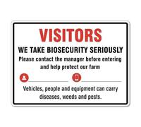 Cartel De Advertencia Nos Tomamos La Bioseguridad En Serio Protección UV Cartel De Metal Resistente Placa Metálica para Cafetería Bar Cocina 20X30Cm