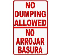 Cartel de aluminio con texto en inglés "No Dumping Allowed" para evitar la basura ilegal, no Arrojar Basura Letrero, letrero de advertencia para exteriores, 30,5 x 40,6 cm