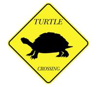Cartel de aluminio con texto en inglés «Turtle Crossing Slow Down» para decoración al aire libre, advertencia de tráfico, texto negro con fondo amarillo, 30 x 30 cm, decoración de jardín y patio