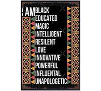 Cartel de aluminio de 20,3 x 30,48 cm con texto en inglés "I Am Black History Month Melanin Wall Art Poster Art Motivational Quotes Party No Frame