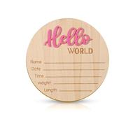Cartel de Anuncio de Bebé, Hello World de Madera de 15cm Letrero de Bienvenida para Recién Nacidos Tarjetas de Bebe para Accesorios Fotográficos Baby Shower Hospital Guardería (Rosa)