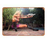 Cartel de arma rubia de Hot Girl con diseño de arma caliente para chicas y modelos de metal de estaño, 8 x 12 pulgadas, decoración de pared
