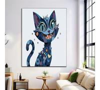 Cartel de Arte Pop, Arte de Pared Gato De Dibujos Animados en Lienzo, Impresiones Digitales Pintura de Lienzo, Decoración de Sala de Estar - 60x90cm Sin Marco