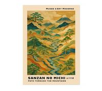 Cartel de Arte Sendero a Través de las Montañas,Decor Retro de Arte para Pared,Estampas de Viaje Vintage de Japón,Pintura en Lienzo Dormitorio,Decoración de Imagen de Pared para el Hogar,Sin Enmarcar