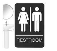 Cartel de baño | 23 x 15 cm moderno autoadhesivo etiqueta unisex | Señales para puerta de aseo, para empleados, trabajo, empresa, público, tienda, restaurante, oficina, casa, baño, porta inodoro