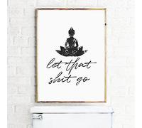 Cartel de baño divertido Impresiones en lienzo y póster Let that Shit Go Cita Arte de baño para pintura Zen Cuadro de pared Decoración de baño Sin marco-50X70cm
