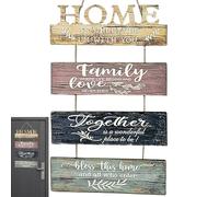 Cartel de bendición para puerta, 37 x 30 cm, cartel rústico de madera con texto en inglés "Sweet Home", 4 piezas vintage para puerta, decoración del hogar, decoración del hogar