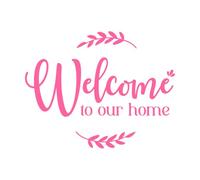 cartel de bienvenida a nuestra casa Calcomanías de pared de papel adhesivo 40x51.2cm Se puede modificar y añadir información Rosa