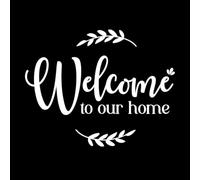 cartel de bienvenida a nuestra casa Calcomanías de pared de papel adhesivo 52x66.6cm Decoración artística Blanco