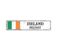 Cartel de bienvenida de Belfast, letrero de calle de la ciudad de Belfast, letrero de aluminio retro de Irlanda, decoración de pared de cartel de metal vintage de la ciudad capital, 10 x 45 cm