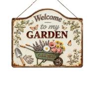 Cartel de Bienvenida Madera 1 Uds. Letrero de madera "Bienvenido a mi jardín", decoración pared rústica for jardín al aire libre para el hogar