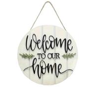Cartel de Bienvenida Madera Señal de bienvenida madera rústica, decoración pared redonda "Bienvenido a nuestro hogar", for puerta delantera y porche, 1 ud para el hogar(30X30CM)