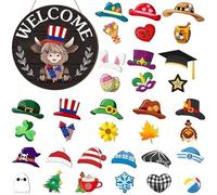 Cartel de bienvenida para porche, kit de letrero de temporada de madera para puerta | Decoración para casa, patio, Halloween, casa