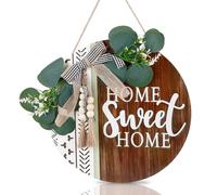 Cartel de Bienvenida para Puerta de Casa - Coronas Home Sweet Home, Decoración de Puerta, Guirnalda de Madera