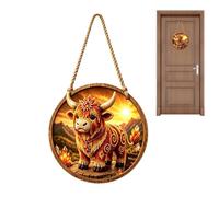 Cartel de bienvenida para puerta de entrada | Boho Simpático Retro Rústico | Señal bienvenida para porche con animales | para casa, salón, interior, exterior, entrada, jardín, oficina, patio, granja