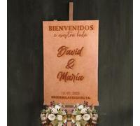Cartel de Bienvenida Personalizado para Bodas, Bautizos y Comuniones | Cartel MDF Grabado a Láser | 60x40 cm y Más Tamaños | Letrero de Evento Personalizable