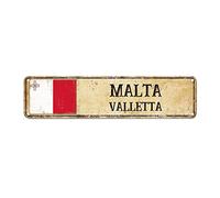 Cartel de calle de Malta personalizado de Malta Señales de bandera de Malta VALLETTA Capital Country City Souvenir Cartel de lata de metal para decoración de interiores y exteriores, regalo para