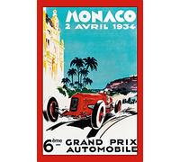 Cartel de chapa 20 x 30 cm arqueado Monaco Grand Prix 1934 Decoración Regalo Cartel